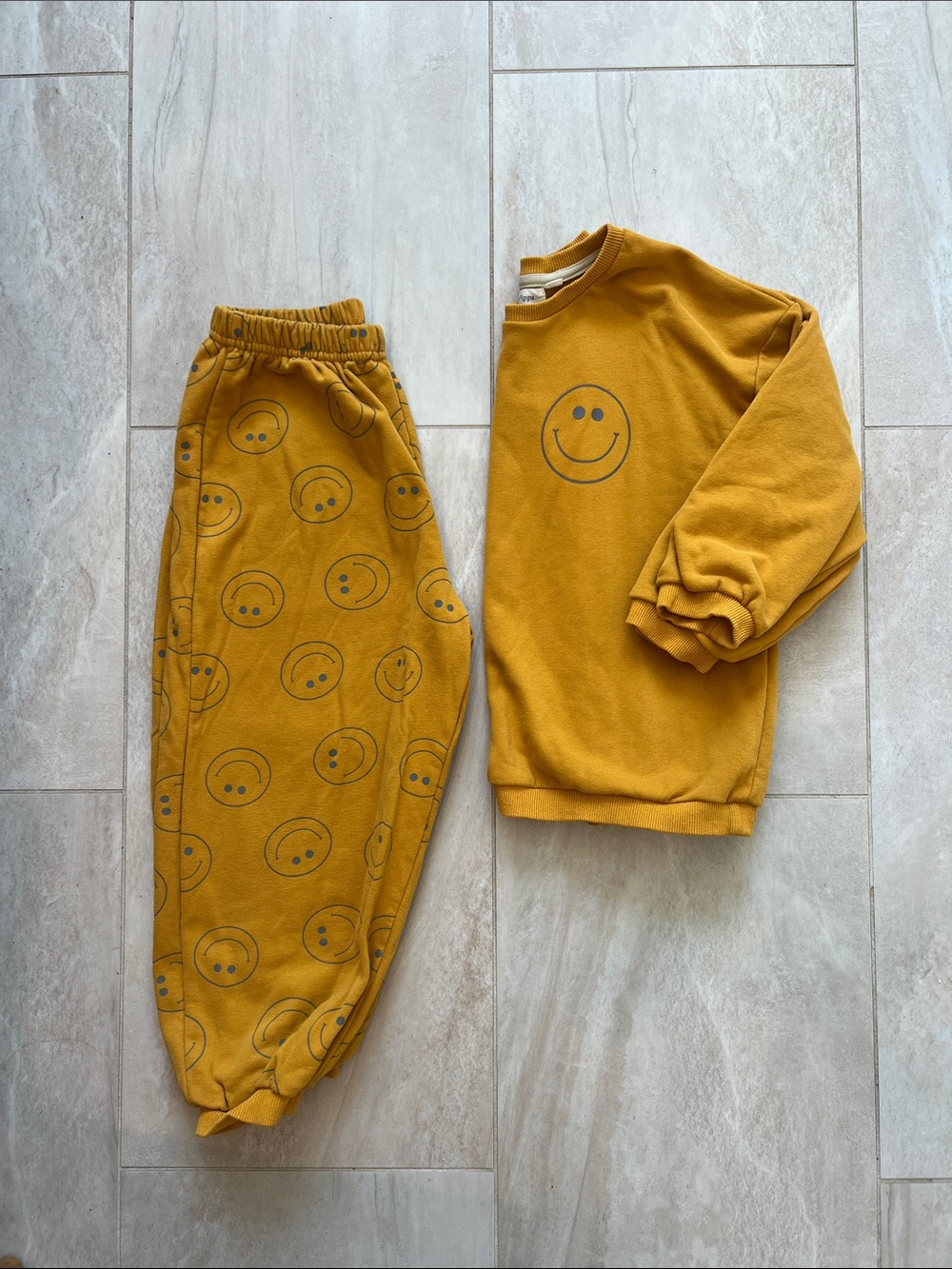 Kids Mustard Smiley Joggers — Cozy Sweatpants for Play
